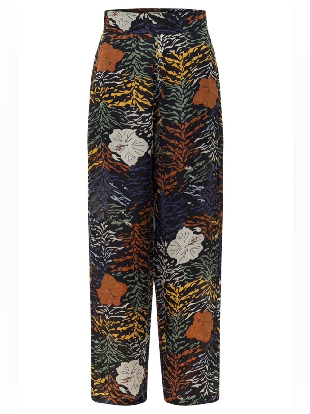 NWT. Carolina K. Paloma Pants. Tiger Floral Black. Size Large.